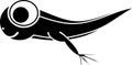 Silhouette of cartoon frog tadpole with legs